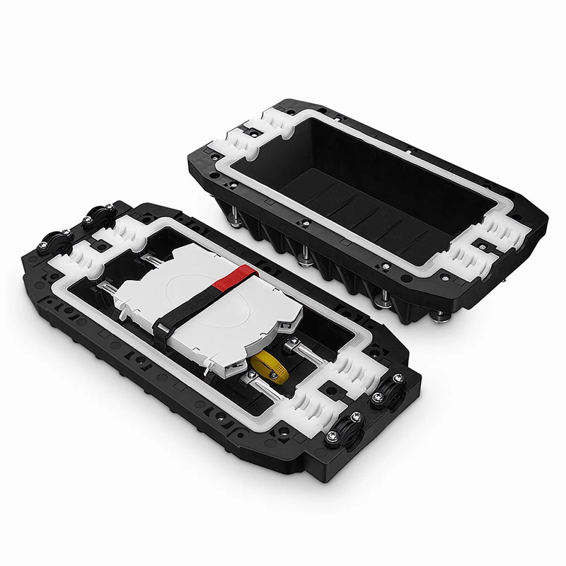 Refurb Squared 96 Fibers 2In-2Out In-Line Fiber Optic Splice Closure, Mechanical Seal, with 1 Pre-installed Fusion Splice Tray