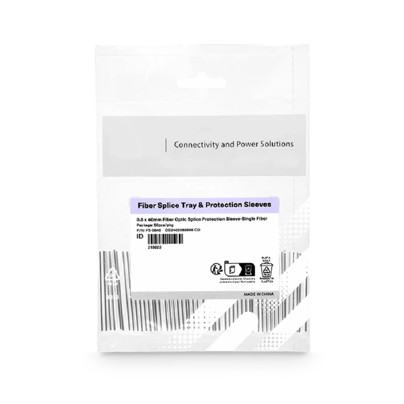 Refurb Squared 0.8 x 40mm Fiber Optic Splice Protection Sleeve, Single Fiber, 50pcs/pkg