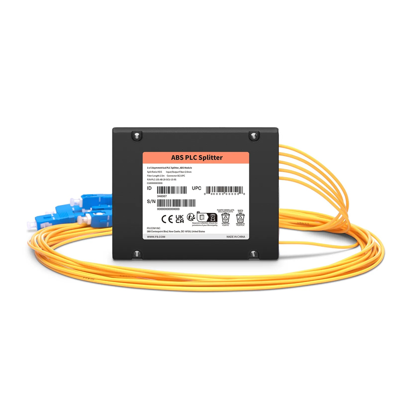 Refurb Squared 1 x 5 Asymmetrical PLC Fiber Splitter, ABS Module, 95/5, 2.0mm, SC/UPC, Singlemode
