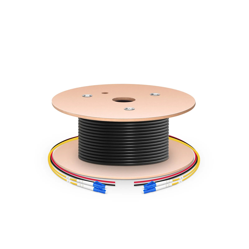 Refurb Squared 150m (492ft) Hybrid Fiber and Power Cable, Indoor, Plenum (OFNP), Single Mode (OS2), 2 Fibers, Tight-Buffered, LC UPC Simplex to LC UPC Simplex, 2 Conductors 12AWG