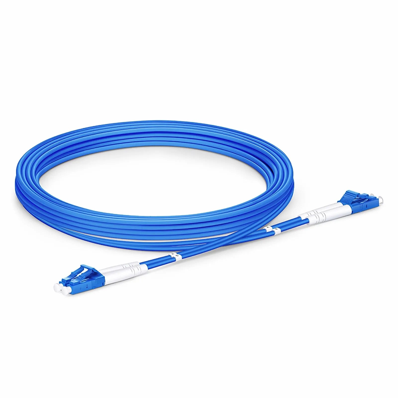 Refurb Squared 3m (10ft) Armored Fiber Patch Cable, 2 Fibers, LC UPC Duplex to LC UPC Duplex, Single Mode (OS2), Riser (OFCR), 3.0mm, Blue