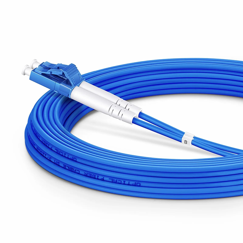 Refurb Squared 5m (16ft) Armored Fiber Patch Cable, 2 Fibers, LC UPC Duplex to LC UPC Duplex, Single Mode (OS2), Riser (OFCR), 3.0mm, Blue