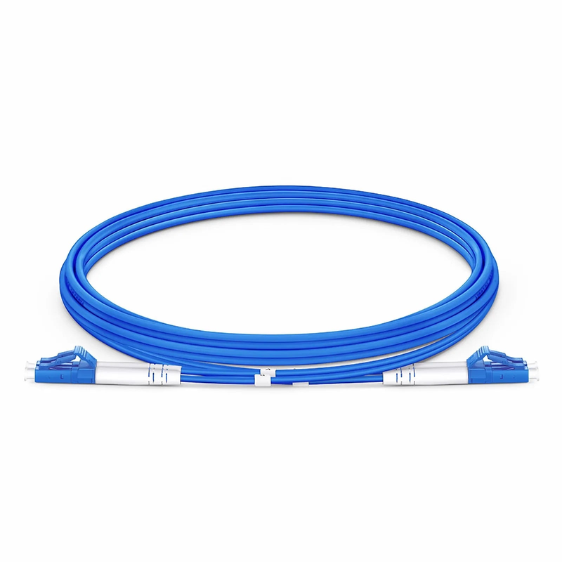 Refurb Squared 2m (7ft) Armored Fiber Patch Cable, 2 Fibers, LC UPC Duplex to LC UPC Duplex, Single Mode (OS2), Riser (OFCR), 3.0mm, Blue
