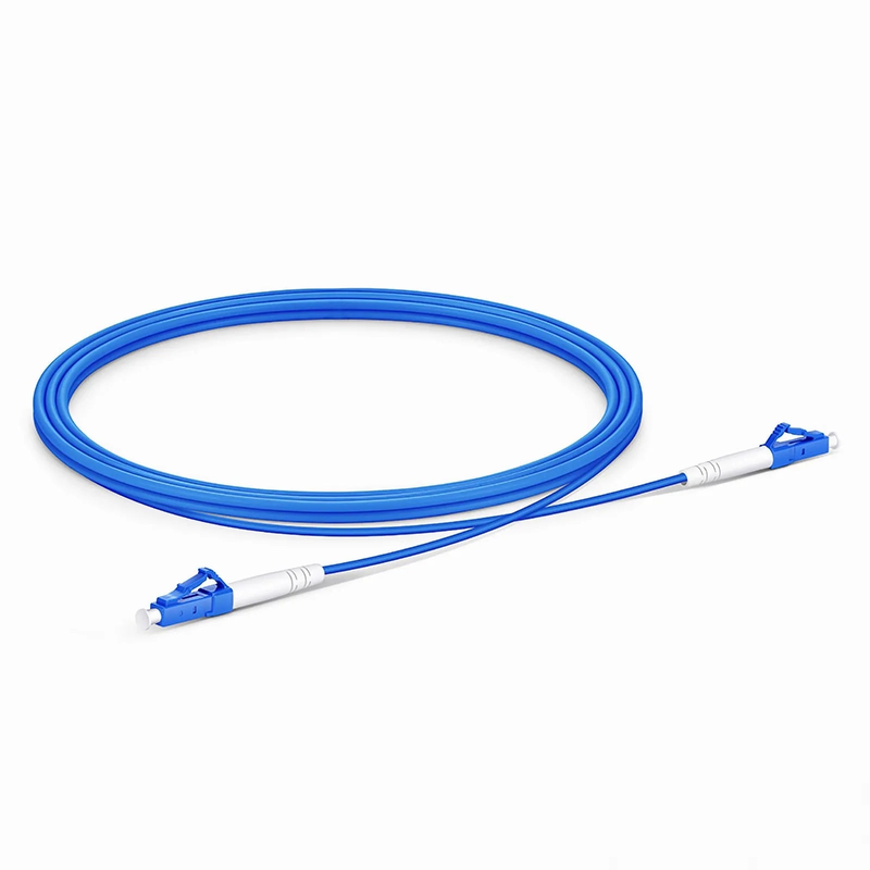 Refurb Squared 2m (7ft) Armored Fiber Patch Cable, 1 Fiber, LC UPC Simplex to LC UPC Simplex, Single Mode (OS2), Riser (OFCR), 3.0mm, Blue