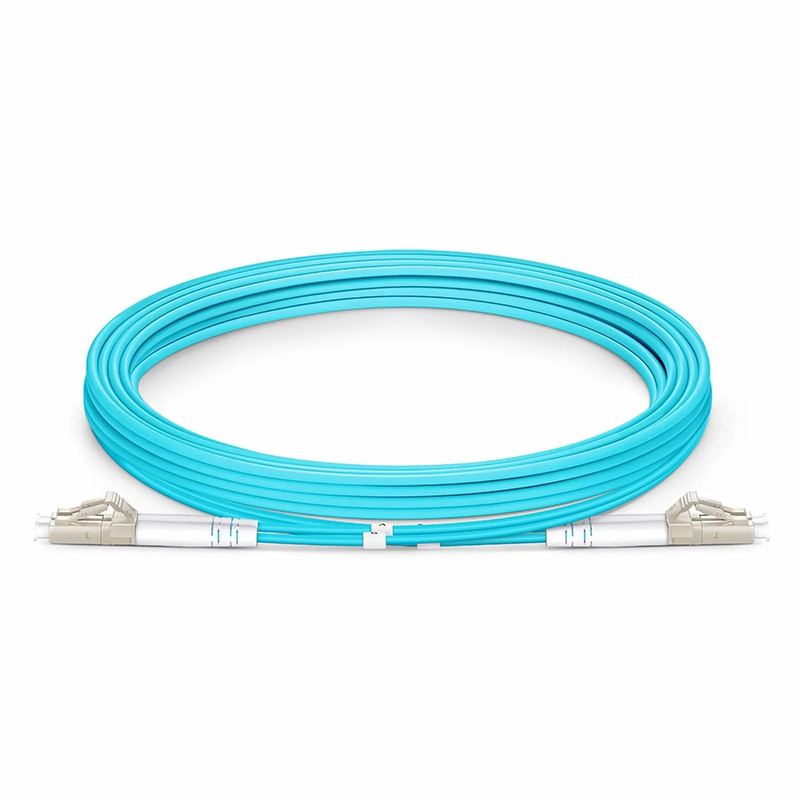 Refurb Squared 3m (10ft) Armored Fiber Patch Cable, 2 Fibers, LC UPC Duplex to LC UPC Duplex, Multimode (OM4), Riser (OFCR), 3.0mm, Aqua