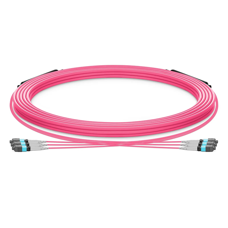 Refurb Squared 30m (98ft) MTP® Trunk Cable, MTP®-8 UPC (Female) to MTP®-8 UPC (Female), 24 Fibers, Multimode (OM4), Plenum (OFNP), 0.20dB Max, Type B, Double Jacket, Magenta