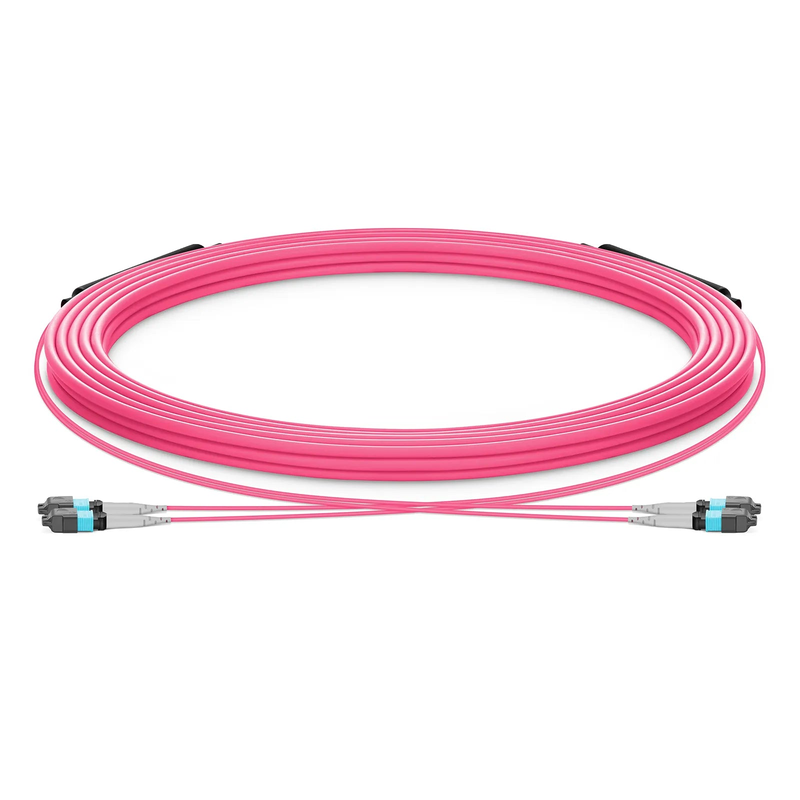 Refurb Squared 30m (98ft) MTP® Trunk Cable, MTP®-8 UPC (Female) to MTP®-8 UPC (Female), 16 Fibers, Multimode (OM4), Plenum (OFNP), 0.20dB Max, Type B, Double Jacket, Magenta