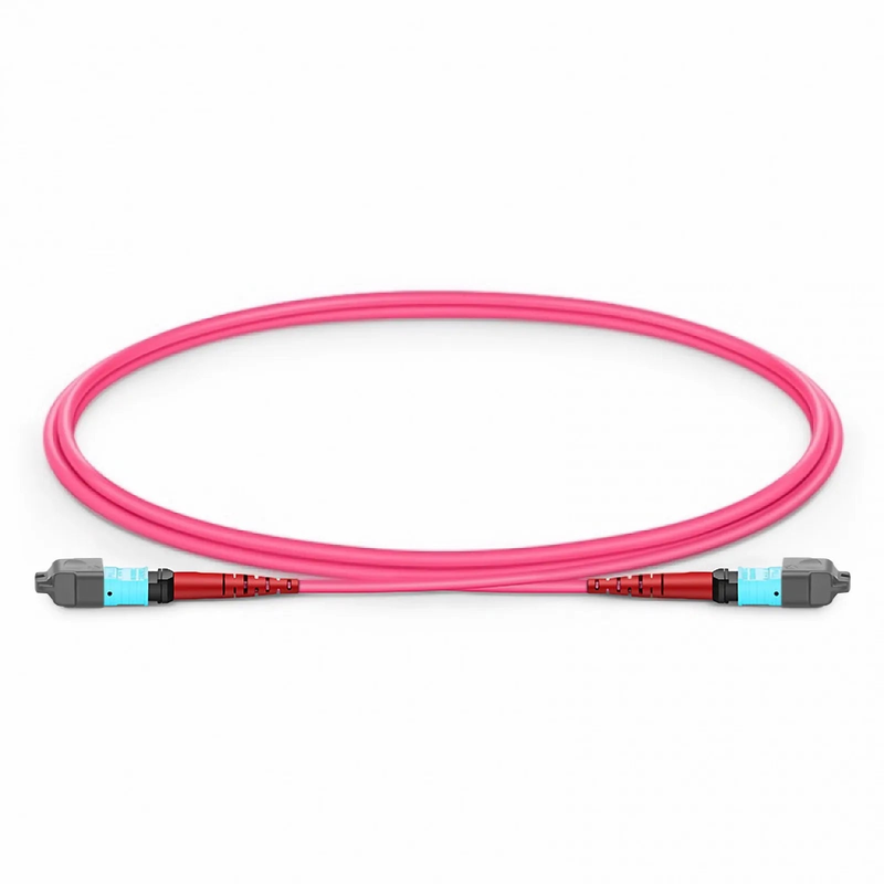 Refurb Squared 1m (3ft) MTP® Jumper, MTP®-24 UPC (Female) to MTP®-24 UPC (Female), 24 Fibers, Multimode (OM4), Plenum (OFNP), 0.35dB Max, Type A, Magenta