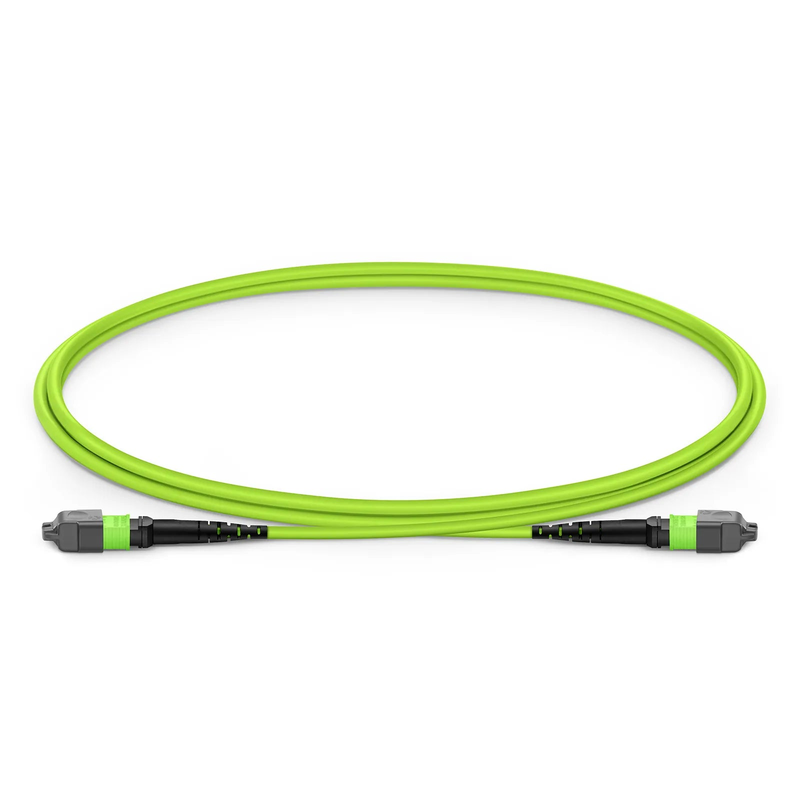 Refurb Squared 1m (3ft) MTP® Jumper, MTP®-12 UPC (Female) to MTP®-12 UPC (Female), 12 Fibers, Multimode (OM5), Plenum (OFNP), 0.35dB Max, Type A, Lime Green
