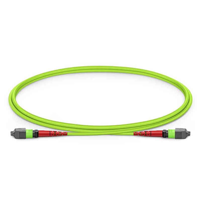 Refurb Squared 1m (3ft) MTP® Jumper, MTP®-24 UPC (Female) to MTP®-24 UPC (Female), 24 Fibers, Multimode (OM5), Plenum (OFNP), 0.35dB Max, Type A, Lime Green