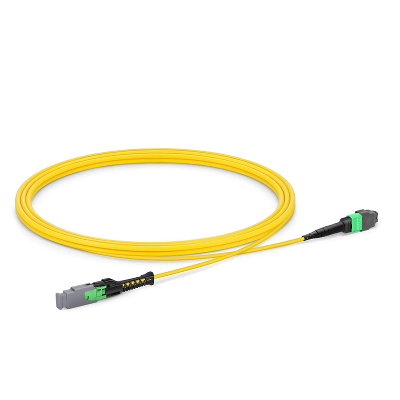 Refurb Squared 2m (7ft) MMC Jumper, MMC-16 APC (Female) to MTP®-16 APC (Female), 16 Fibers, Single Mode (OS2), Plenum (OFNP), 0.35dB Max, Jumper Polarity, Yellow