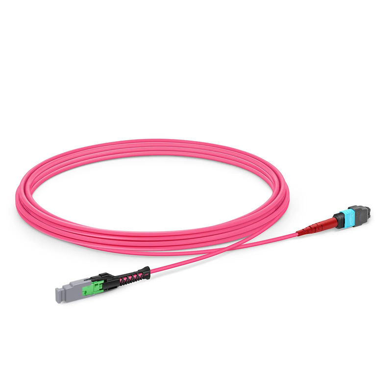 Refurb Squared 3m (10ft) MMC Jumper, MMC-24 APC (Female) to MTP®-24 UPC (Female), 24 Fibers, Multimode (OM4), Plenum (OFNP), 0.35dB Max, Jumper Polarity, Magenta