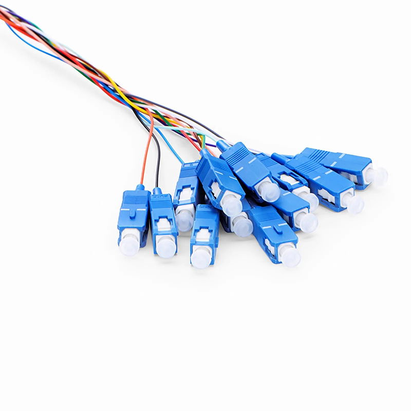 Refurb Squared 1.5m (5ft) Fiber Pigtail, SC UPC to Unterminated, 12 Fibers, Bunch, OS2 Single Mode, PVC (Unrated), 0.9mm, Yellow