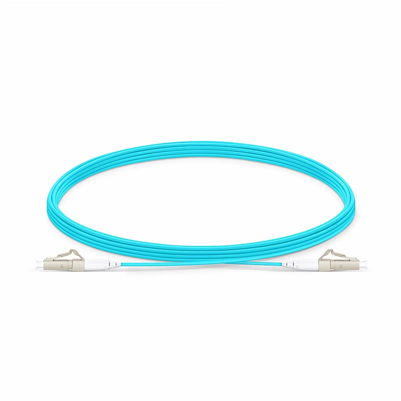 Refurb Squared 5m (16ft) Fiber Patch Cable, 1 Fiber, LC UPC Simplex to LC UPC Simplex, Multimode (OM4), Riser (OFNR), 1.2mm, Tight-Buffered, Aqua