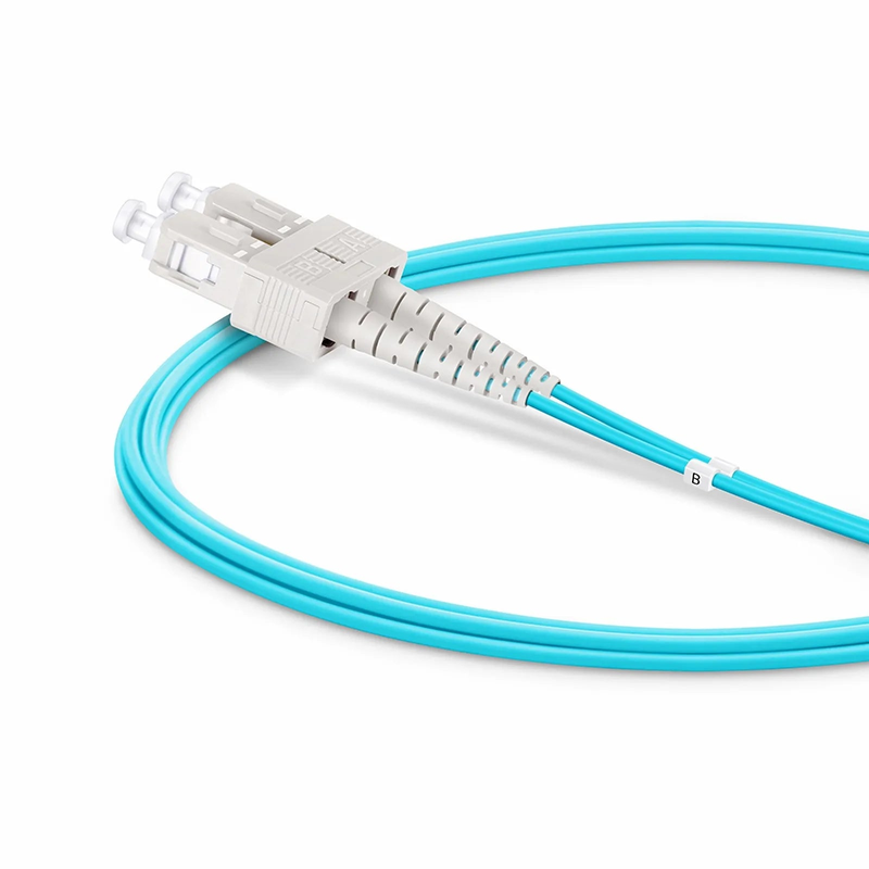 Refurb Squared 3m (10ft) Fiber Patch Cable, 2 Fibers, SC UPC Duplex to SC UPC Duplex, Multimode (OM4), Riser (OFNR), 1.6mm, Tight-Buffered, Aqua