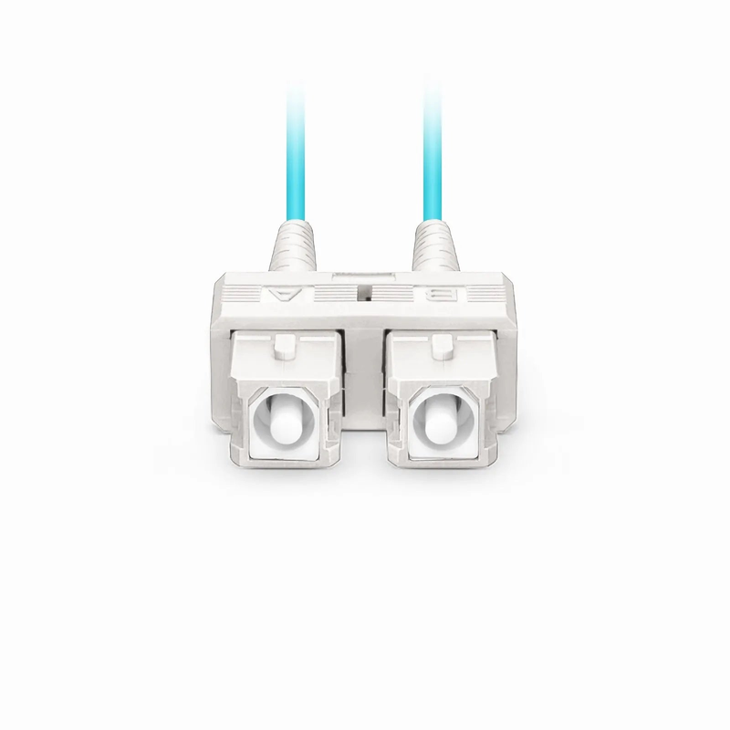 Refurb Squared 3m (10ft) Fiber Patch Cable, 2 Fibers, SC UPC Duplex to SC UPC Duplex, Multimode (OM4), Riser (OFNR), 1.6mm, Tight-Buffered, Aqua