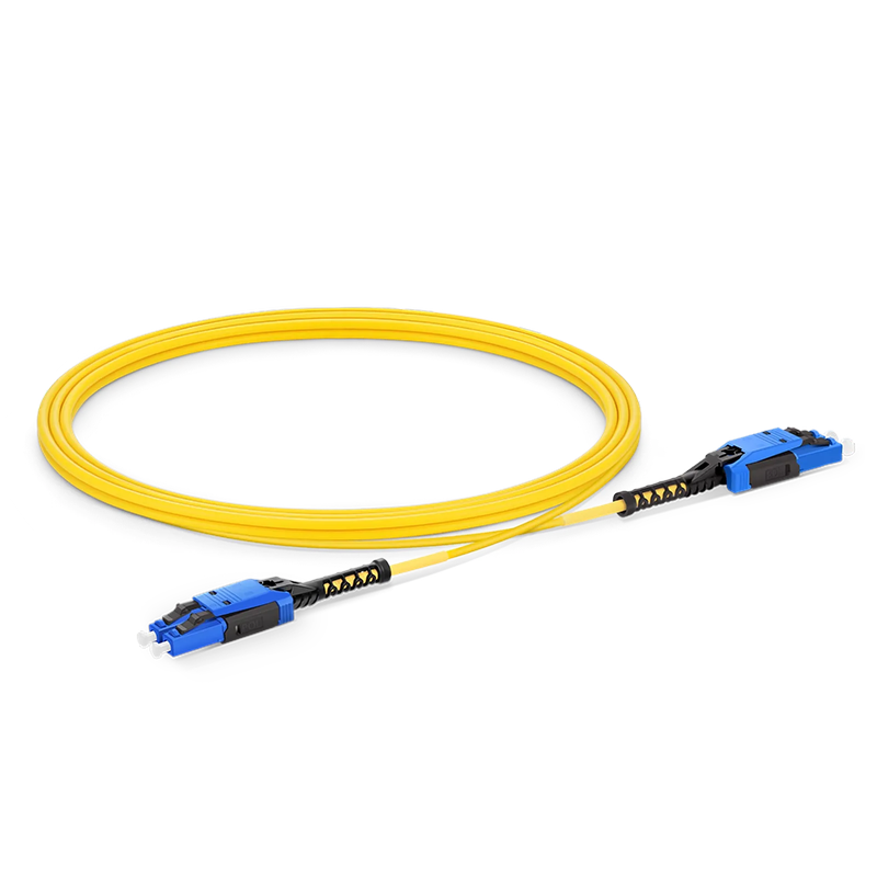 Refurb Squared 5m (16ft) Fiber Patch Cable, 2 Fibers, LC UPC Duplex to LC UPC Duplex Flat Clip with Push-Pull Boot Uniboot, Single Mode (OS2), Riser (OFNR), 2.0mm, Yellow