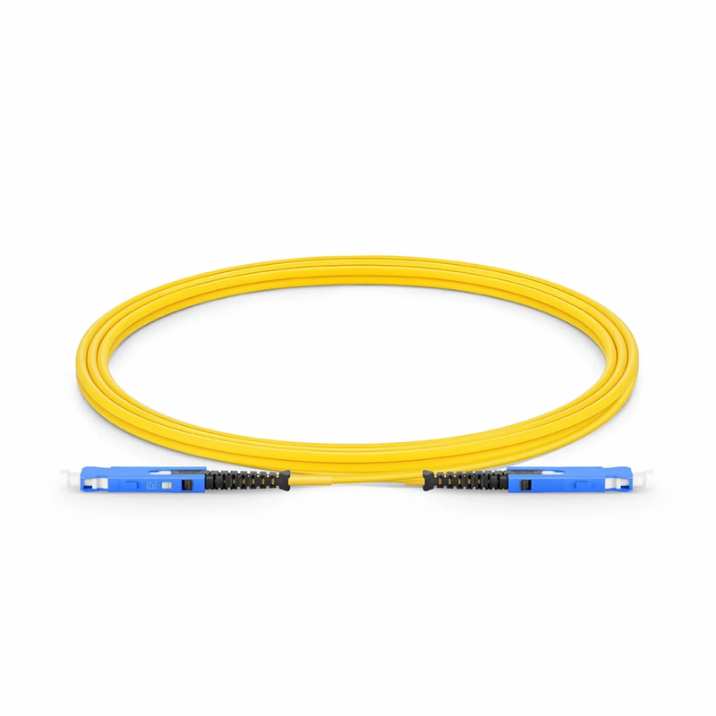 Refurb Squared 2m (7ft) Fiber Patch Cable, 2 Fibers, SN UPC Duplex to SN UPC Duplex Uniboot, Single Mode (OS2), Riser (OFNR), 1.6mm, Yellow, for 400G Network Connection