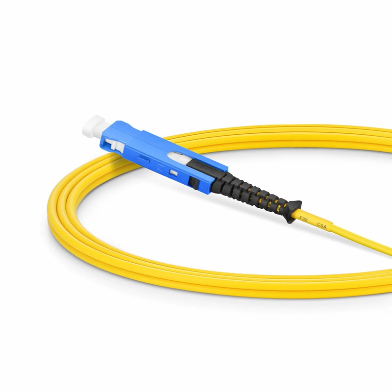Refurb Squared 2m (7ft) Fiber Patch Cable, 2 Fibers, SN UPC Duplex to SN UPC Duplex Uniboot, Single Mode (OS2), Riser (OFNR), 1.6mm, Yellow, for 400G Network Connection