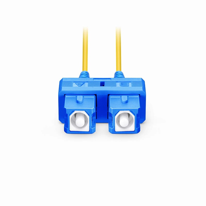 Refurb Squared 2m (7ft) Fiber Patch Cable, 2 Fibers, SC UPC Duplex to SC UPC Duplex, Single Mode (OS2), Riser (OFNR), 1.2mm, Tight-Buffered, Yellow