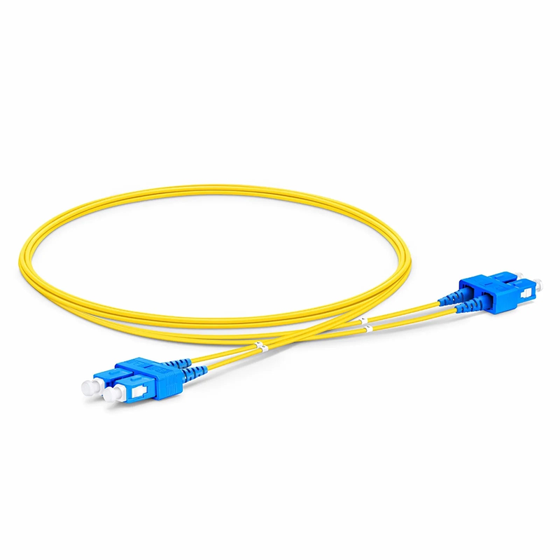 Refurb Squared 2m (7ft) Fiber Patch Cable, 2 Fibers, SC UPC Duplex to SC UPC Duplex, Single Mode (OS2), Riser (OFNR), 1.2mm, Tight-Buffered, Yellow