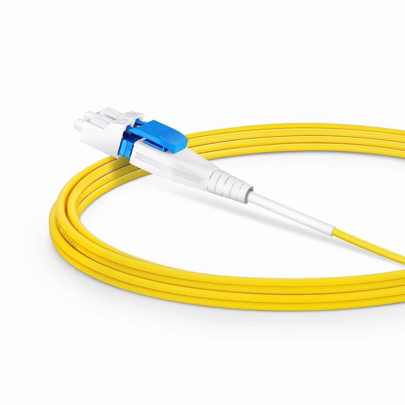 Refurb Squared 3m (10ft) Fiber Patch Cable, 2 Fibers, SN UPC Duplex to LC UPC Duplex Flat Clip Uniboot, Single Mode (OS2), Riser (OFNR), 1.6mm, Yellow, for 400G Network Connection