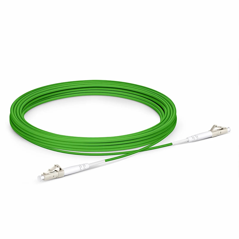 Refurb Squared 5m (16ft) Fiber Patch Cable, 1 Fiber, LC UPC Simplex to LC UPC Simplex, Multimode (OM5), Riser (OFNR), 2.0mm, Tight-Buffered, Lime Green