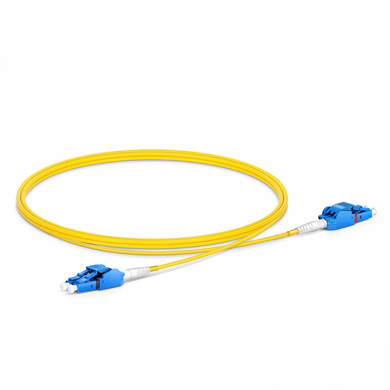 Refurb Squared 1m (3ft) Fiber Patch Cable, 2 Fibers, LC UPC Duplex to LC UPC Duplex Switchable Clip Uniboot, Single Mode (OS2), Riser (OFNR), 2.0mm, Yellow