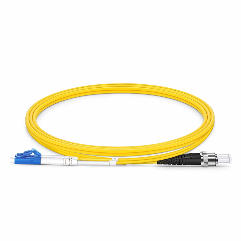Refurb Squared 1m (3ft) Fiber Patch Cable, 2 Fibers, LC UPC Duplex to ST UPC, Single Mode (OS2), Riser (OFNR), 2.0mm, Tight-Buffered, Yellow