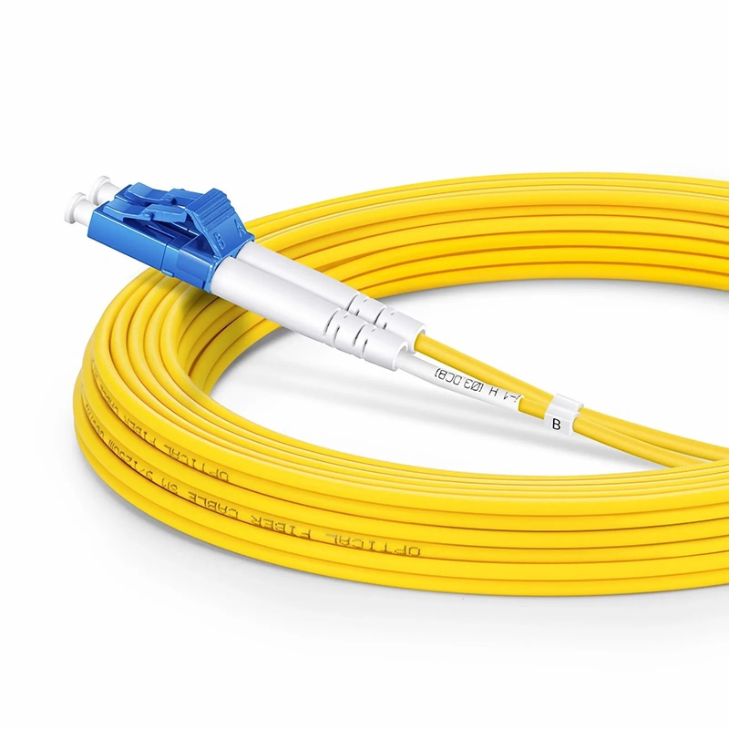 Refurb Squared 5m (16ft) Fiber Patch Cable, 2 Fibers, LC UPC Duplex to FC UPC, Single Mode (OS2), Riser (OFNR), 2.0mm, Tight-Buffered, Yellow