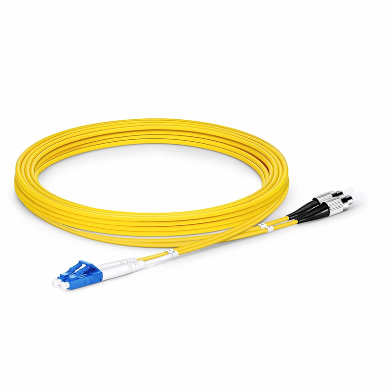 Refurb Squared 3m (10ft) Fiber Patch Cable, 2 Fibers, LC UPC Duplex to FC UPC, Single Mode (OS2), Riser (OFNR), 2.0mm, Tight-Buffered, Yellow