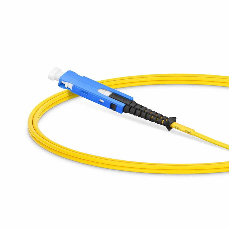 Refurb Squared 1m (3ft) Fiber Patch Cable, 2 Fibers, SN UPC Duplex to SN UPC Duplex Uniboot, Single Mode (OS2), Riser (OFNR), 1.6mm, Yellow, for 400G Network Connection