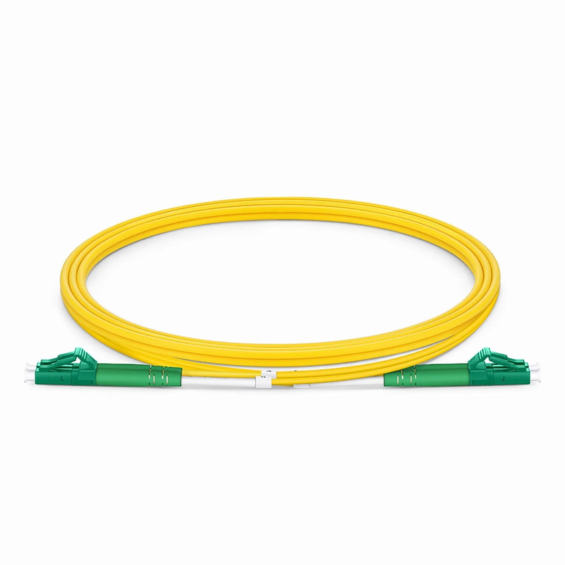 Refurb Squared 1m (3ft) Fiber Patch Cable, 2 Fibers, LC APC Duplex to LC APC Duplex, Single Mode (OS2), Riser (OFNR), 2.0mm, Tight-Buffered, Yellow
