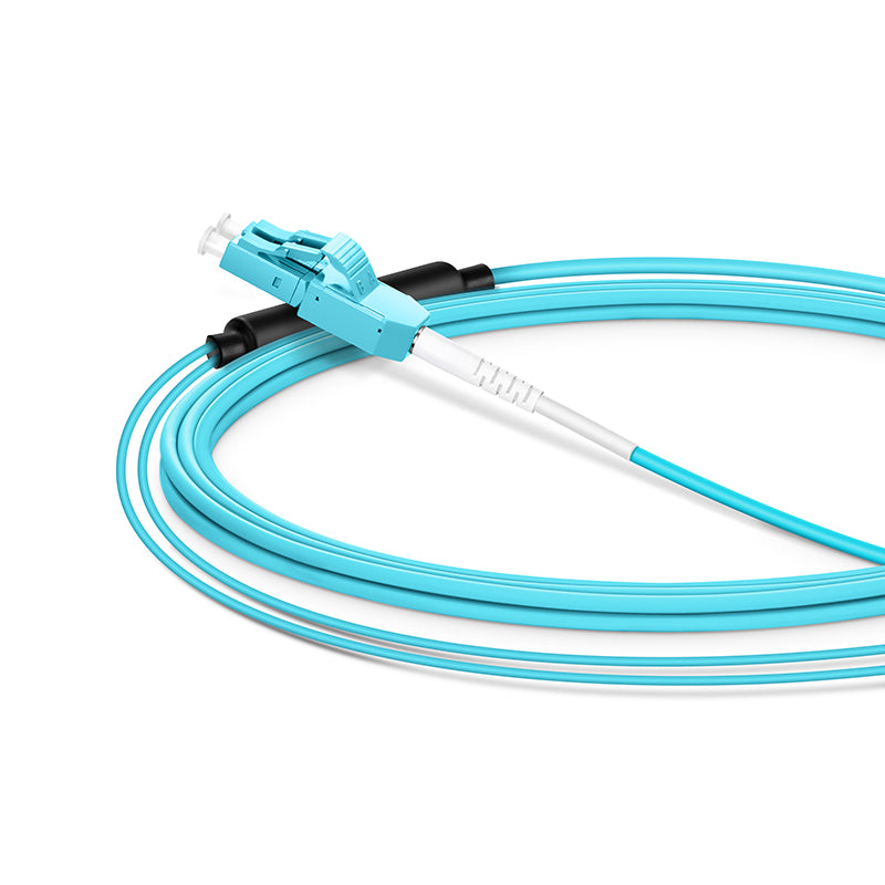 Refurb Squared 3m (10ft) Fiber Patch Cable, 2 Fibers, LC UPC Duplex Standard Clip Uniboot to SC UPC Duplex, Multimode (OM4), Riser (OFNR), 2.0/0.9mm, Aqua