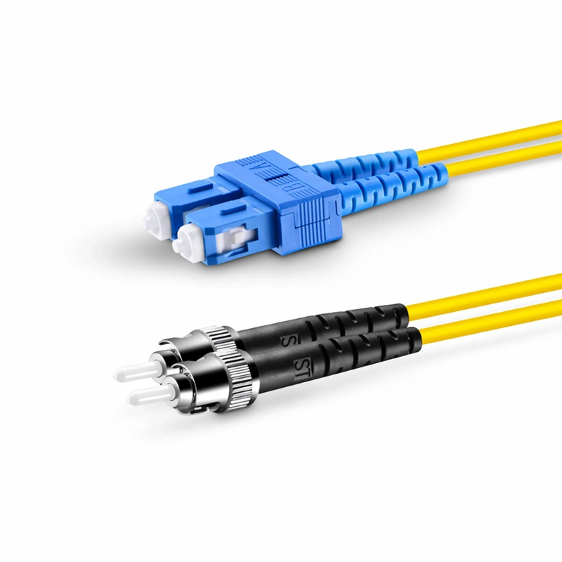 Refurb Squared 1m (3ft) Fiber Patch Cable, 2 Fibers, SC UPC Duplex to ST UPC, Single Mode (OS2), Riser (OFNR), 2.0mm, Tight-Buffered, Yellow