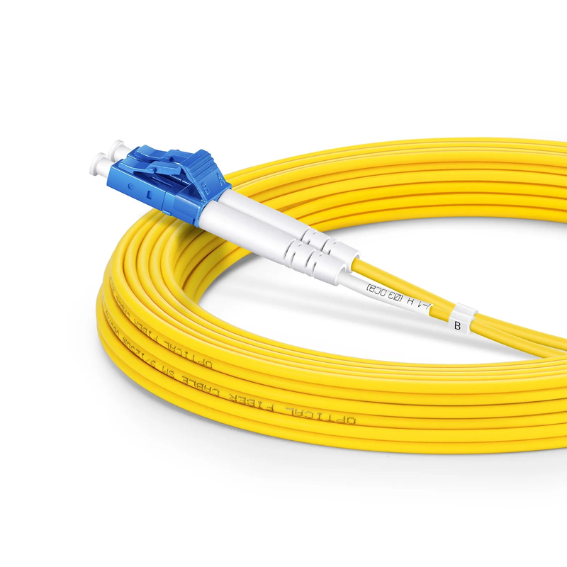 Refurb Squared 5m (16ft) Fiber Patch Cable, 2 Fibers, LC UPC Duplex to LC APC Duplex, Single Mode (OS2), Riser (OFNR), 2.0mm, Tight-Buffered, Yellow