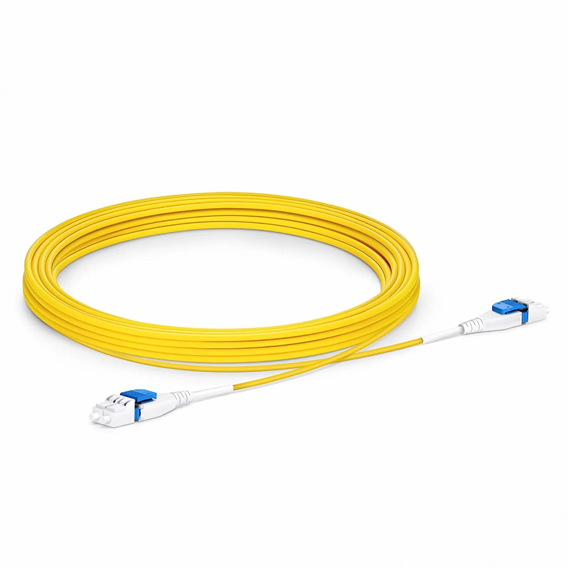 Refurb Squared 7m (23ft) Fiber Patch Cable, 2 Fibers, LC UPC Duplex to LC UPC Duplex Flat Clip Uniboot, Single Mode (OS2), LSZH, 2.0mm,Yellow