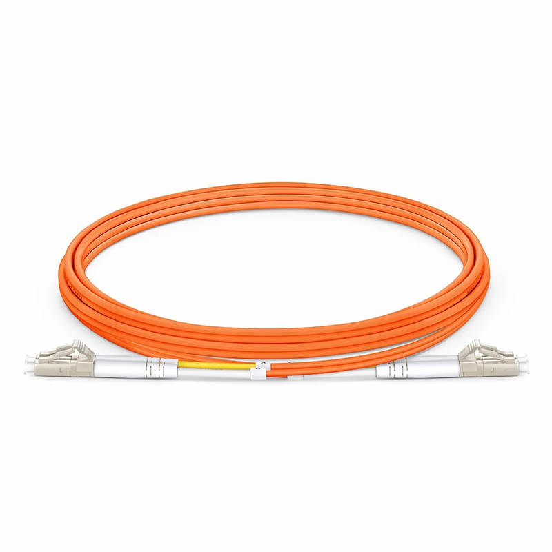 Refurb Squared 2m (7ft) Fiber Patch Cable, 2 Fibers, LC UPC Duplex to LC UPC Duplex, Multimode (OM2), Riser (OFNR), 2.0mm, Tight-Buffered, Orange