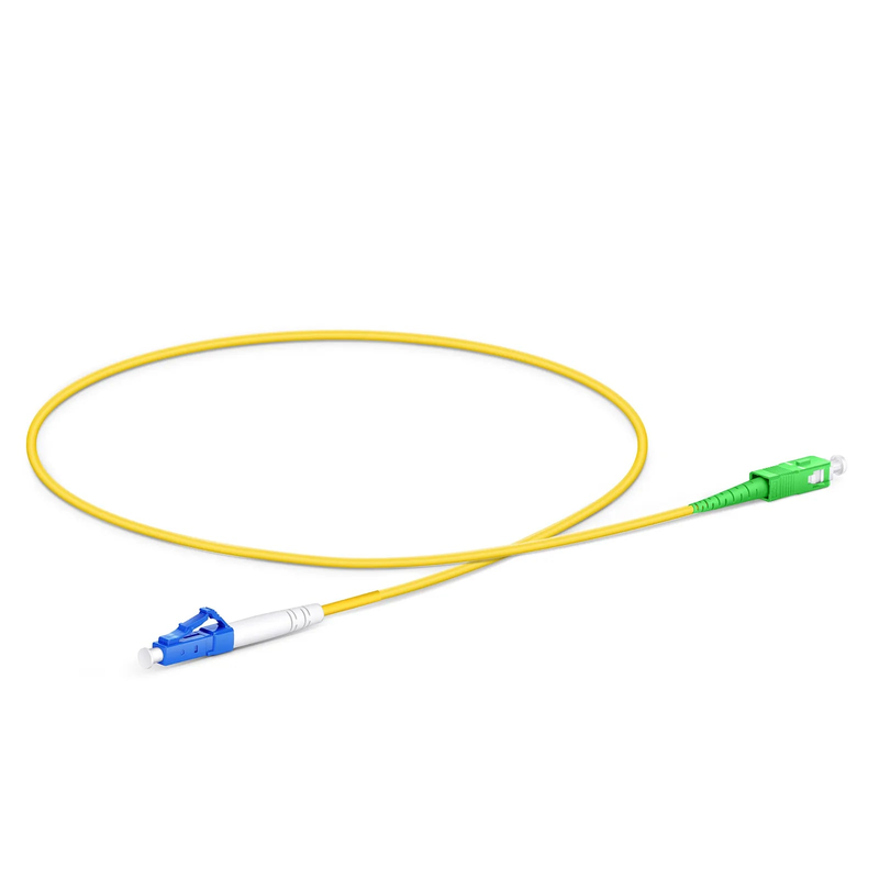 Refurb Squared 0.5m (1.6ft) Fiber Patch Cable, 1 Fiber, LC UPC Simplex to SC APC Simplex, Single Mode (OS2), Riser (OFNR), 2.0mm, Tight-Buffered, Yellow