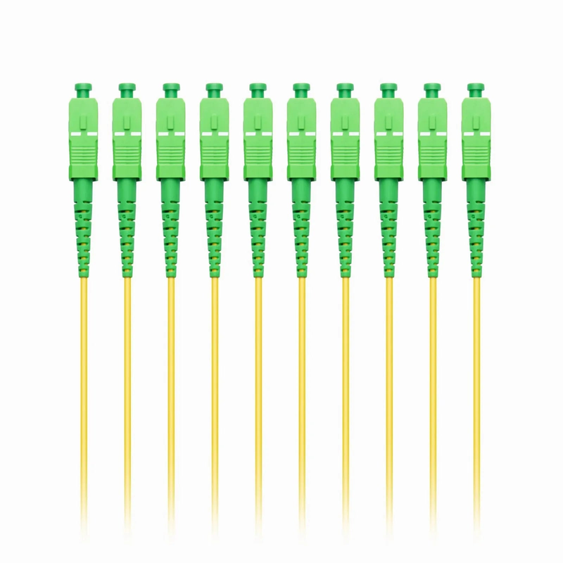 Refurb Squared 3m (10ft) Fiber Patch Cable, 1 Fiber, LC UPC Simplex to SC APC Simplex, Single Mode (OS2), Riser (OFNR), 2.0mm, Tight-Buffered, Yellow, 10 Pcs/Pack