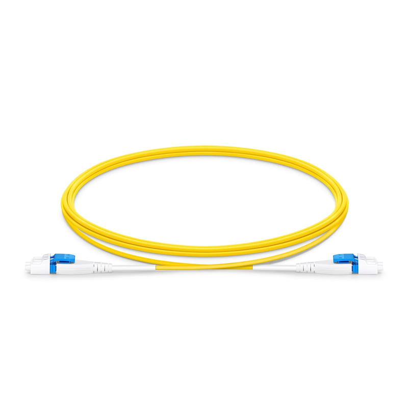Refurb Squared 2m (7ft) Fiber Patch Cable, 2 Fibers, LC UPC Duplex to LC UPC Duplex Flat Clip Uniboot, Single Mode (OS2), Riser (OFNR), 1.6mm, Yellow