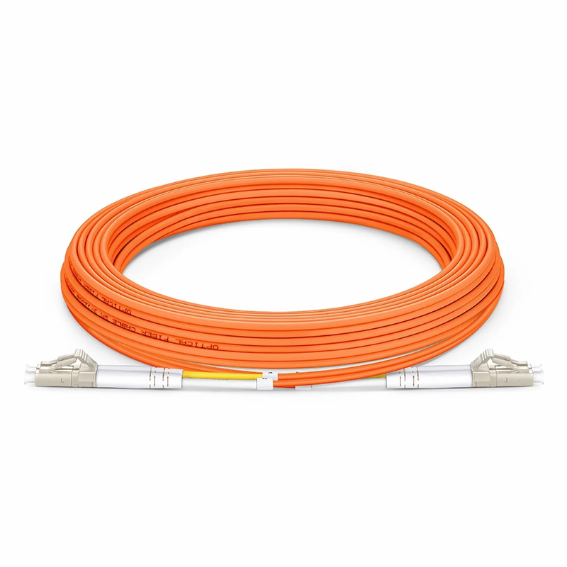 Refurb Squared 5m (16ft) Fiber Patch Cable, 2 Fibers, G.651, LC UPC Duplex to LC UPC Duplex, Multimode (OM1), Riser (OFNR), 2.0mm, Tight-Buffered, Orange