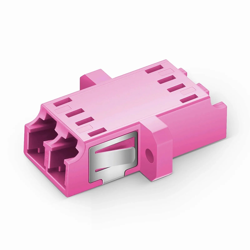 Refurb Squared LC/UPC to LC/UPC Duplex OM4 Multimode SC Footprint Plastic Fiber Optic Adapter/Coupler with Flange, Violet