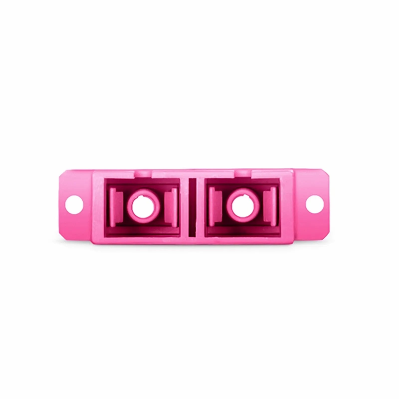 Refurb Squared SC/UPC to SC/UPC Duplex OM4 Multimode Plastic Fiber Optic Adapter/Coupler with Flange, Violet