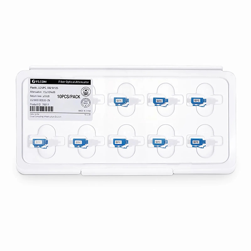 Refurb Squared LC/UPC Singlemode Fixed Fiber Optic Attenuator, Male-Female, 2dB (10pcs/Pack)