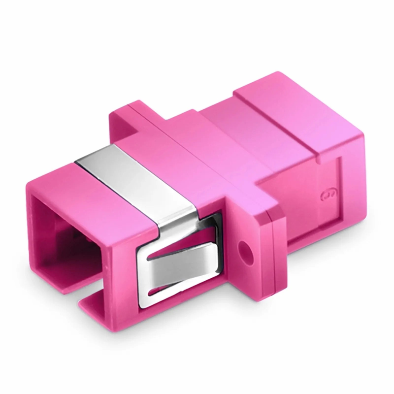 Refurb Squared SC/UPC to SC/UPC Simplex OM4 Multimode Plastic Fiber Optic Adapter/Coupler with Flange, Violet