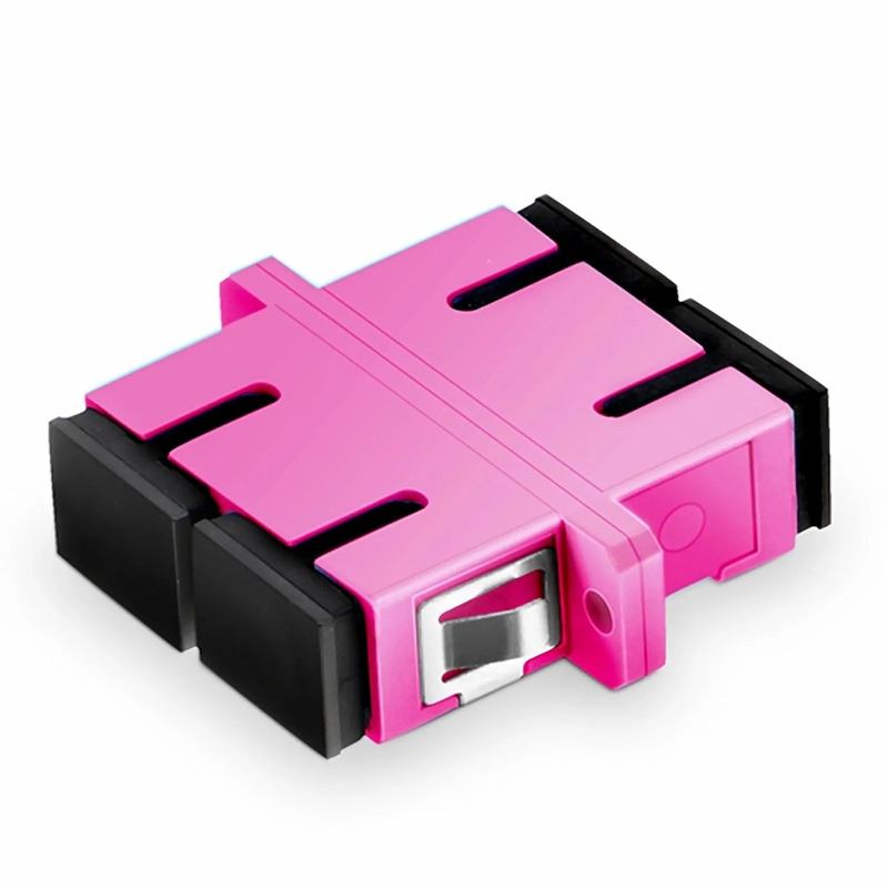 Refurb Squared SC/UPC to SC/UPC Duplex OM4 Multimode Plastic Fiber Optic Adapter/Coupler with Flange, Violet