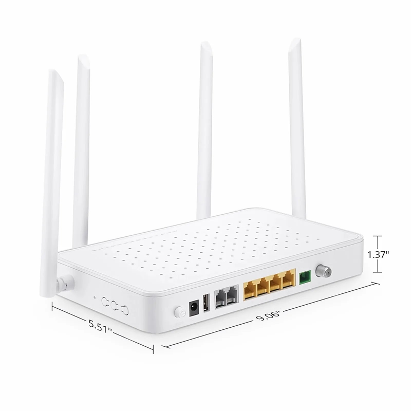 Refurb Squared TA1910-4GVC-W, XPON (GPON + EPON) HGU ONU with 1 x PON, 4 x GE, 2 x POTS, 1 x RF, 1 x USB, and 4 x External Dual Band Antennas (1200M WiFi 4/5)