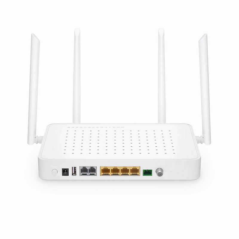 Refurb Squared TA1910-4GVC-W, XPON (GPON + EPON) HGU ONU with 1 x PON, 4 x GE, 2 x POTS, 1 x RF, 1 x USB, and 4 x External Dual Band Antennas (1200M WiFi 4/5)