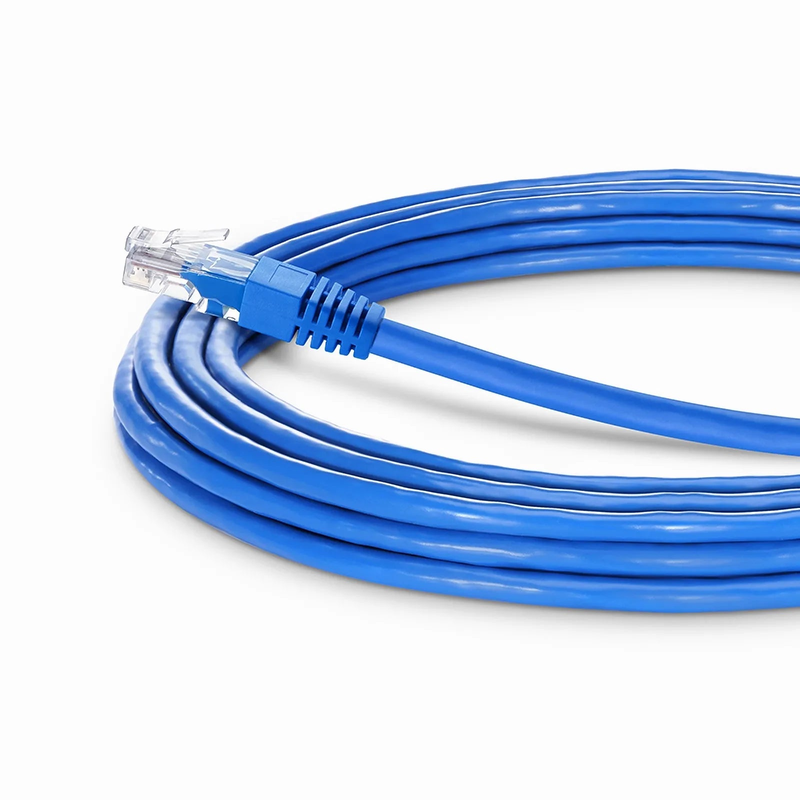 Refurb Squared 25ft (7.6m) 90 Degree Cat6 26AWG Snagless Unshielded (U/UTP) PVC CM Ethernet Network Patch Cable, RJ45 Right Angle Down Male to RJ45 Male, Blue